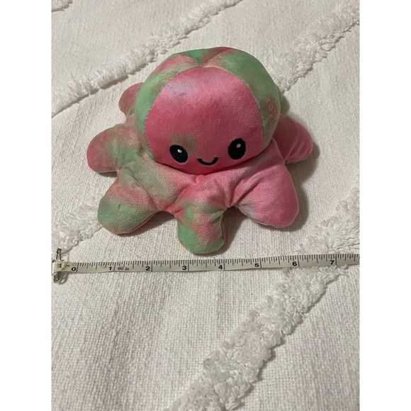 Octopus TeeTurtle Moody Happy Sad Reversible Pink Mint Plush Small - Picture 4 of 4